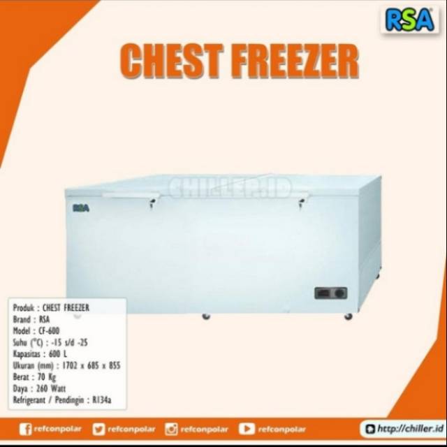 Jual CHEST FREZZER RSA type CF600 (600liter) | Shopee Indonesia