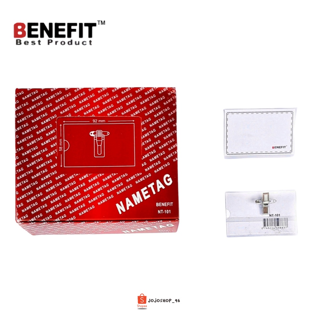 Jual ID Card Holder Name Tag Tanda Peserta Peniti + Jepit Buaya BENEFIT