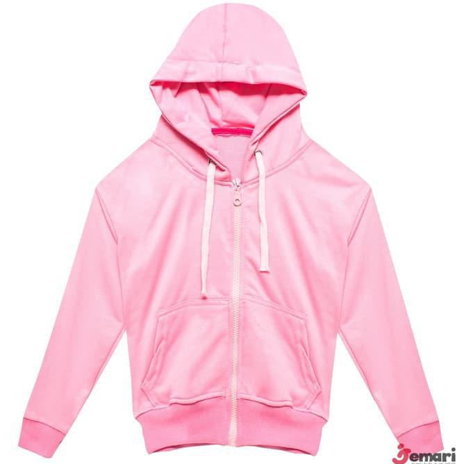 4l86 jaket sweater hoodie anak polos warna pink eklu