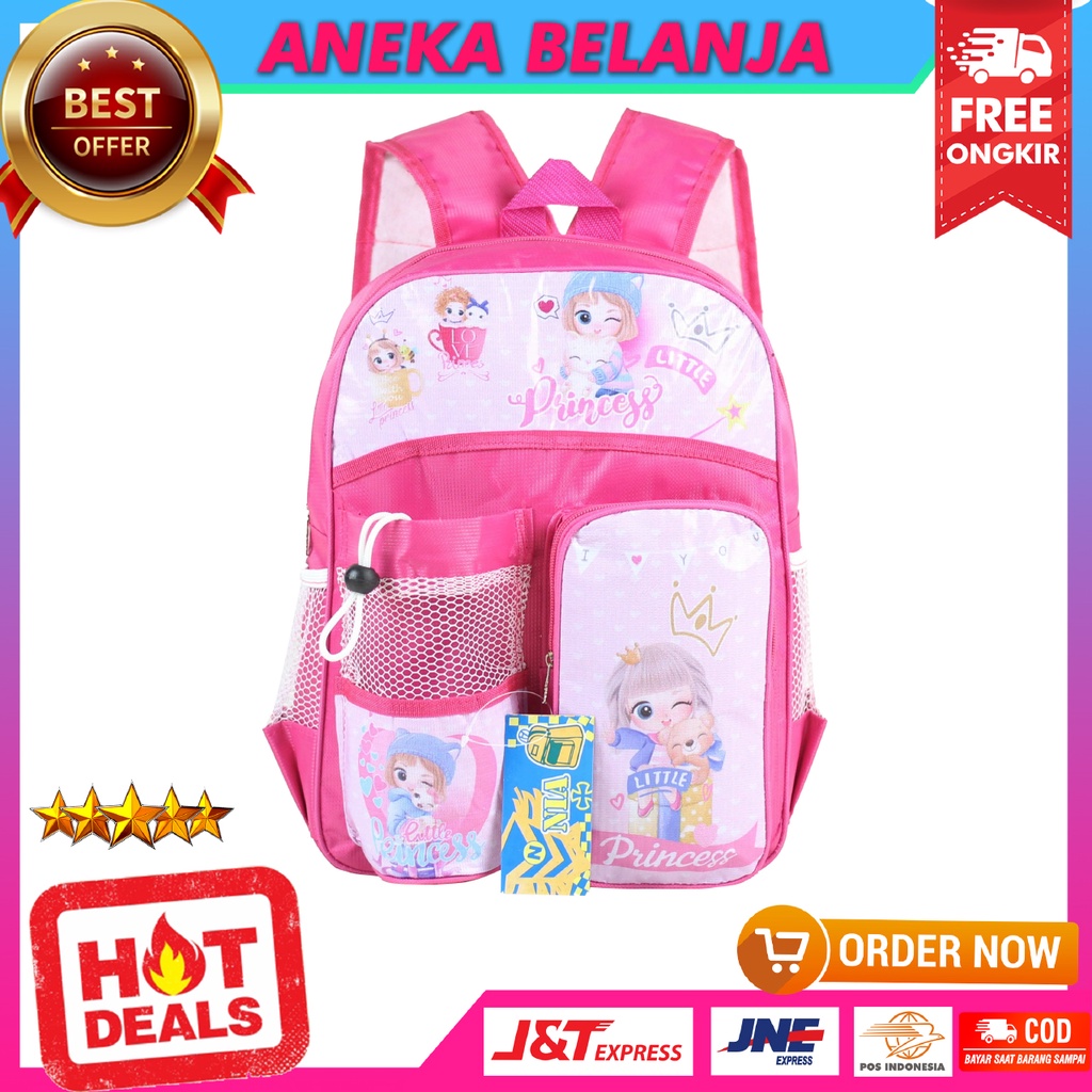 Jual Tas Anak Motif Little Princess Warna Pink Imut Lucu Model Kekinian