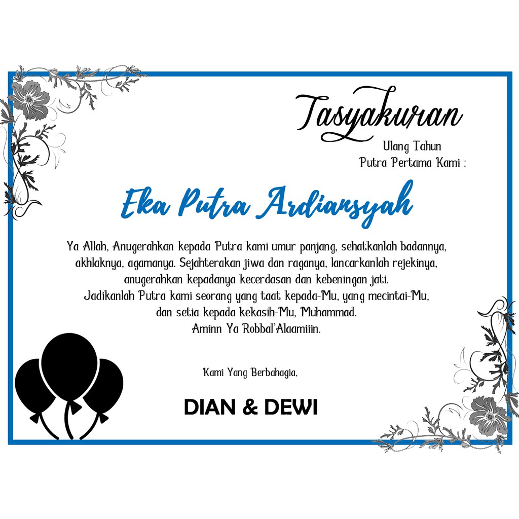 Jual KARTU SYUKURAN ULANG TAHUN HITAM PUTIH SIMPLE | Shopee Indonesia