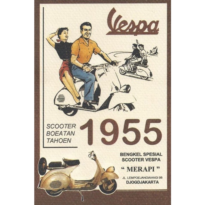 Jual Vintage Poster Dealer Jadul Vespa 1955 Scooter Classik Jadul