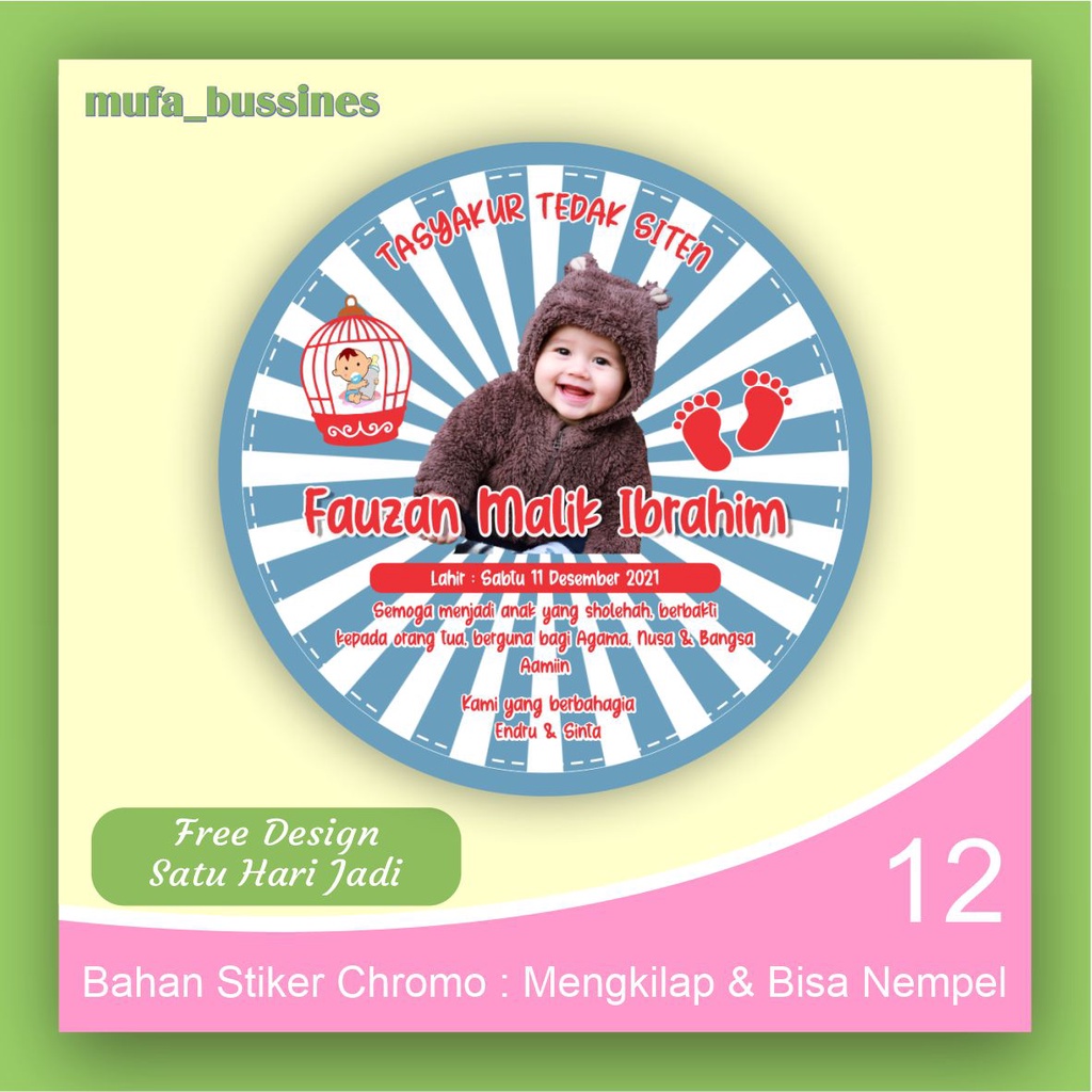 Jual Stiker Label Sticker Tasyakuran Syukuran Tedak Siten Aqiqah ...