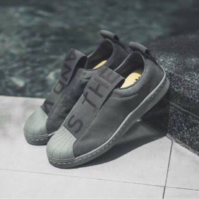 Superstar slip shop on grey suede