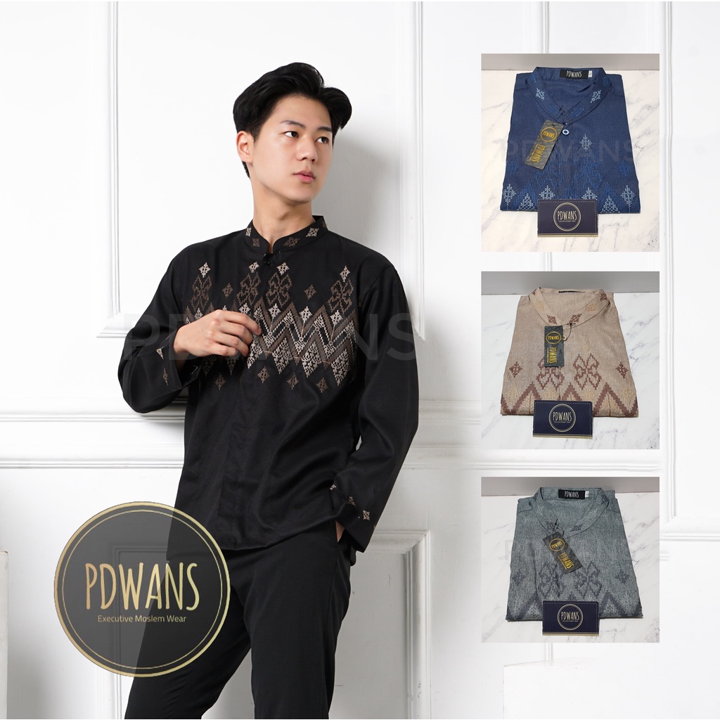 Baju Koko Katun Madinah Lengan Panjang seri Warna Ukuran M L XL WANSPJG05 - PDWANS