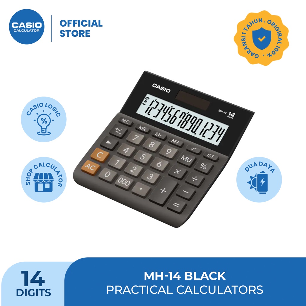 Casio Desktop calculator MH-12, 127 x 136.5 x 28.8 mm, black
