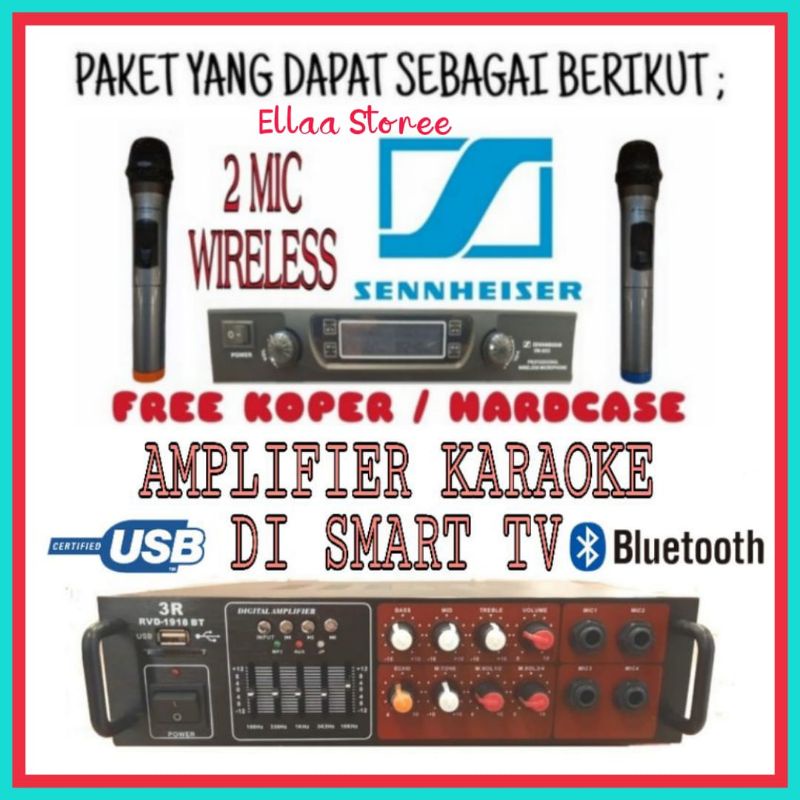 Jual Paket Amplifier 3R RVD 1918 BT Bluetooth Dan 2 Mic Wireless