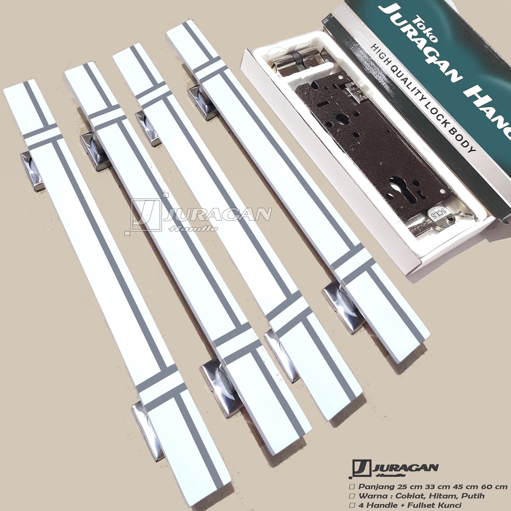 Jual handle pintu putih 45 cm dan body kunci pegangan pintu minimalis ...
