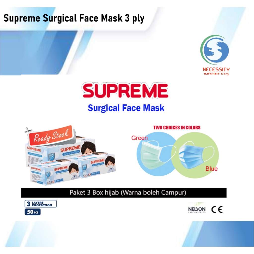 Jual Masker Medis 3 Ply Supreme EARLOOP Bersertifikasi KEMENKES ...