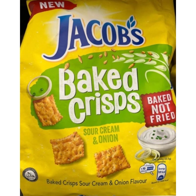 Jual Jacobs Baked Crisps Sour Cream & Onion/ Cheddar / Original / Sweet