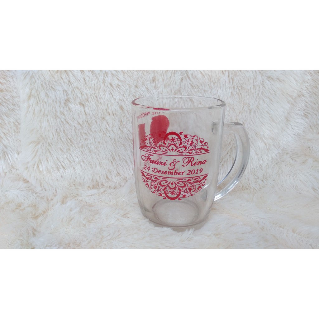 Jual Gelas Minum Gelas Mug Jumbo Gelas Kaca Gagang Besar Gelas Jus Bening Polos Souvenir 8486