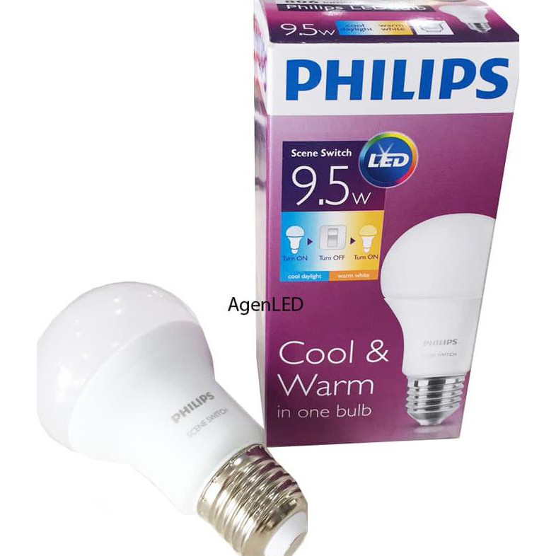 Jual Philips Scene Switch Led Bulb 9.5W (Cahaya Putih Dan Kuning ...