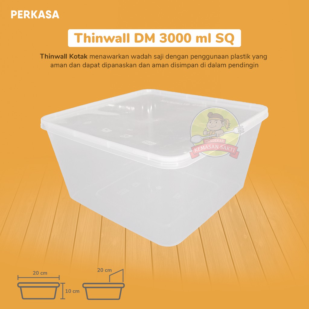 Jual Thinwall 3000ml Kotak Kotak Makan Plastik Food Container Square