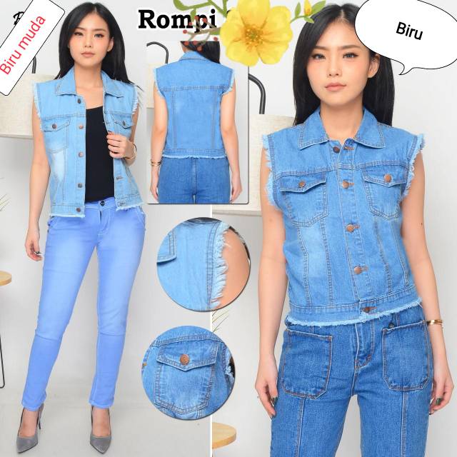 Jual Jaket denim Rompi rumbai, ukuran L | Shopee Indonesia