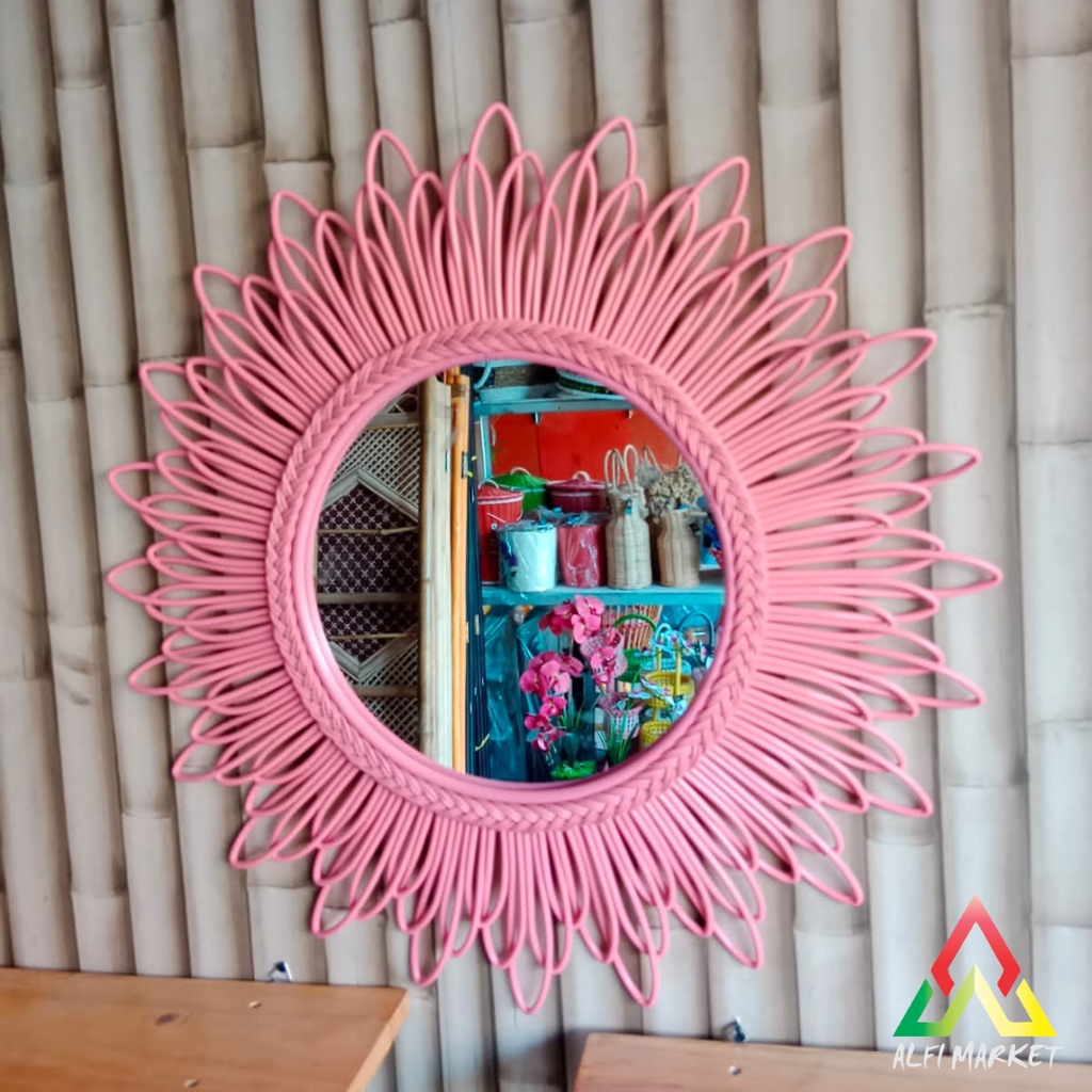 Jual Kaca Cermin Cantik | Cermin Rotan | Aesthetic Mirror | Cermin Hias ...