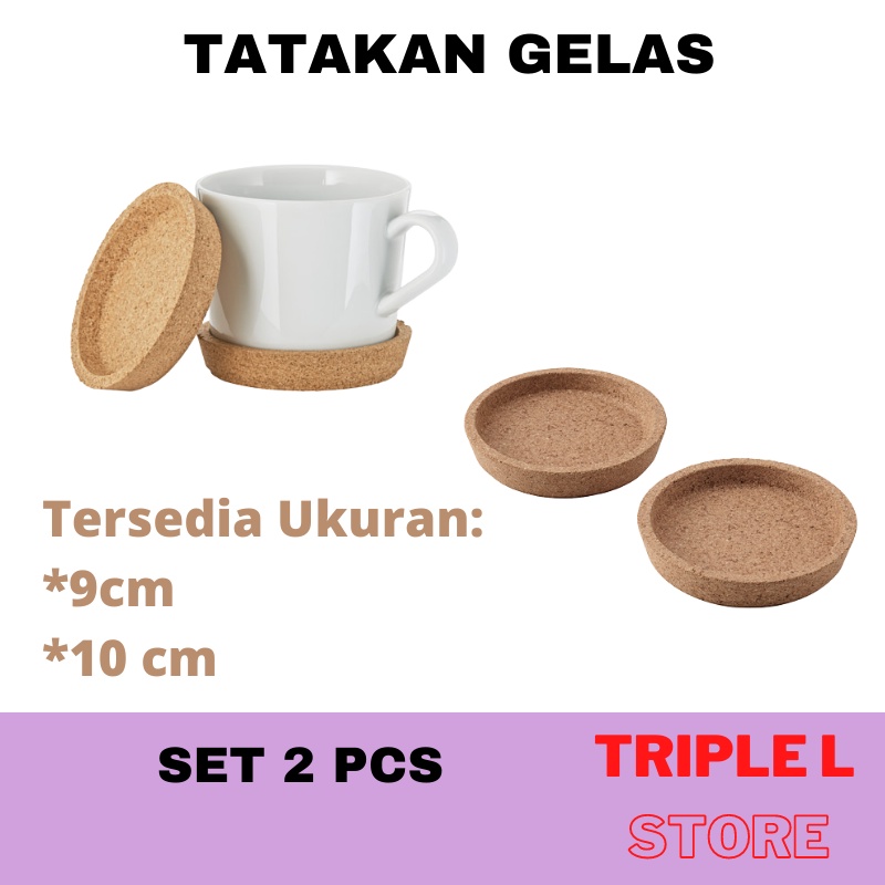 Jual Tatakan Alas Gelas Mug Cangkir Coaster Bahan Gabus Set 2 pcs IK35 ...