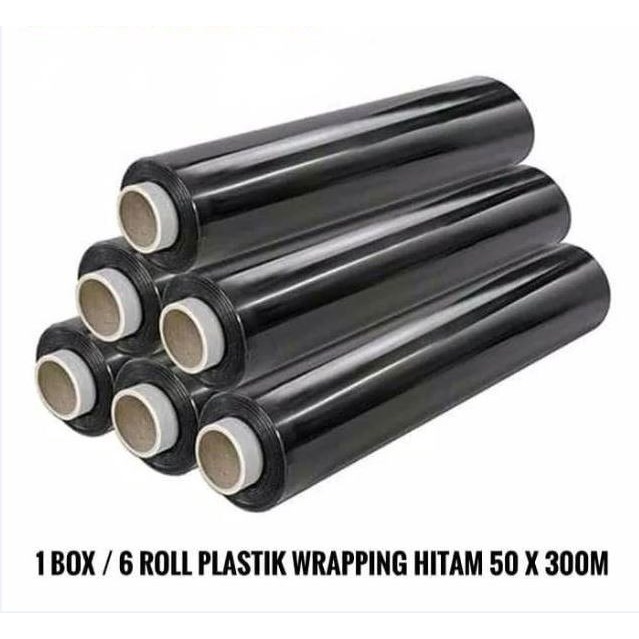 Jual PLASTIK WRAPPING 1 BOX STRETCH FILM HITAM 50CM X 300M PLASTIK ...