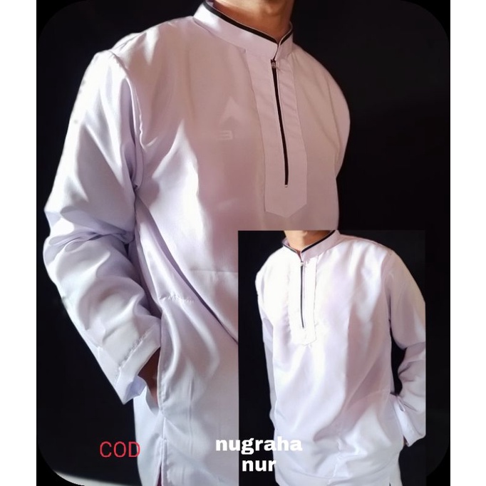 baju koko muslim pria dewasa seleting
