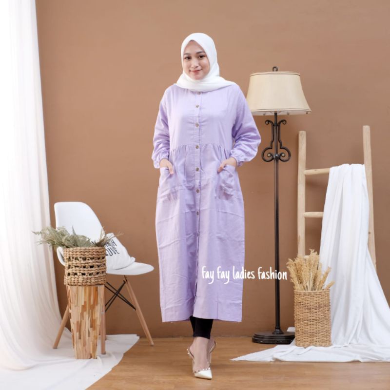 chinese dress ladies Ivy Linen Midi Dress-Summer Blue Chambray