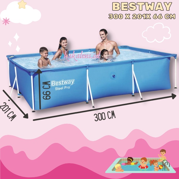 Jual Kolam Renang Keluarga Jumbo 3 Meter Steel Pro Frame Pool Bestway ...