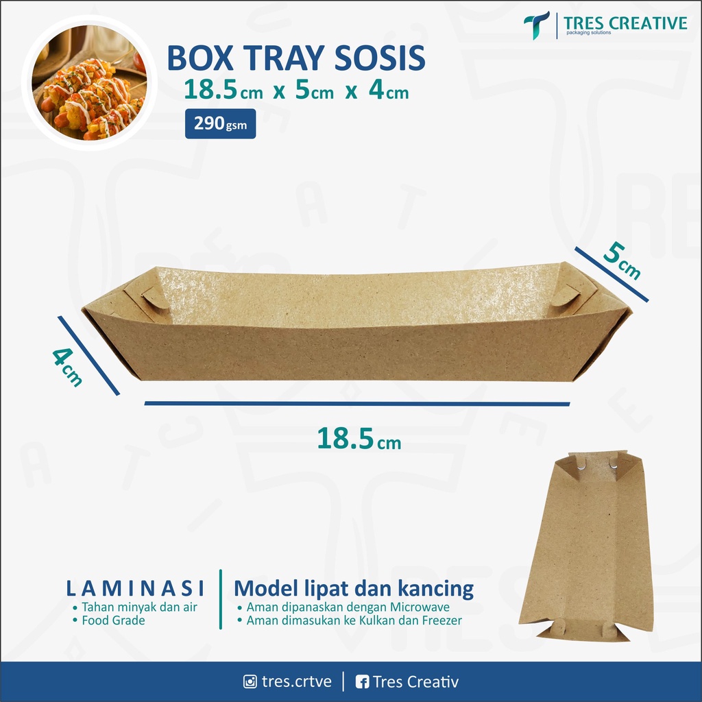 Jual Box Sosis Tempat Sosis Tray Sosis Bakar Kraft Laminasi Box Packaging Box Makanan Shopee 9048