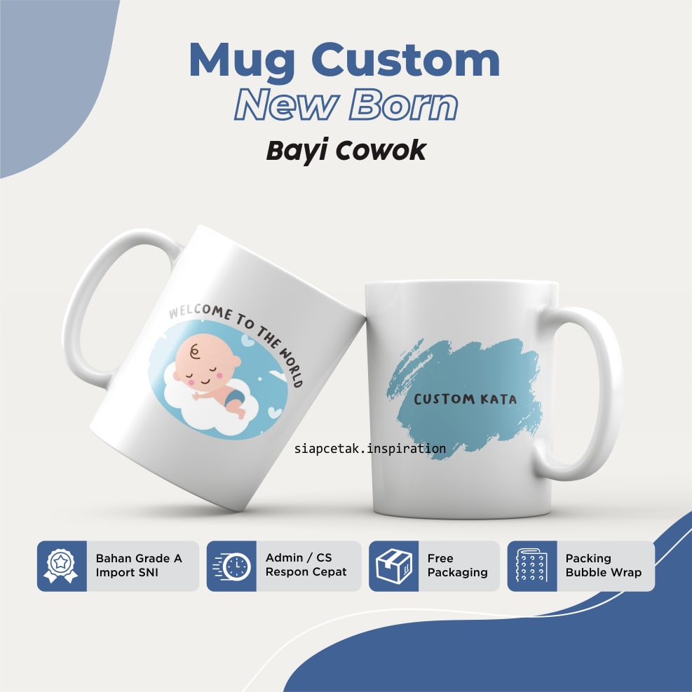 Souvenir Babyborn Souvernir Kelahiran Bayi Mug Sovenir Custom Nama Newborn  Baby Girl Boy Suvenir Syukuran Lahiran