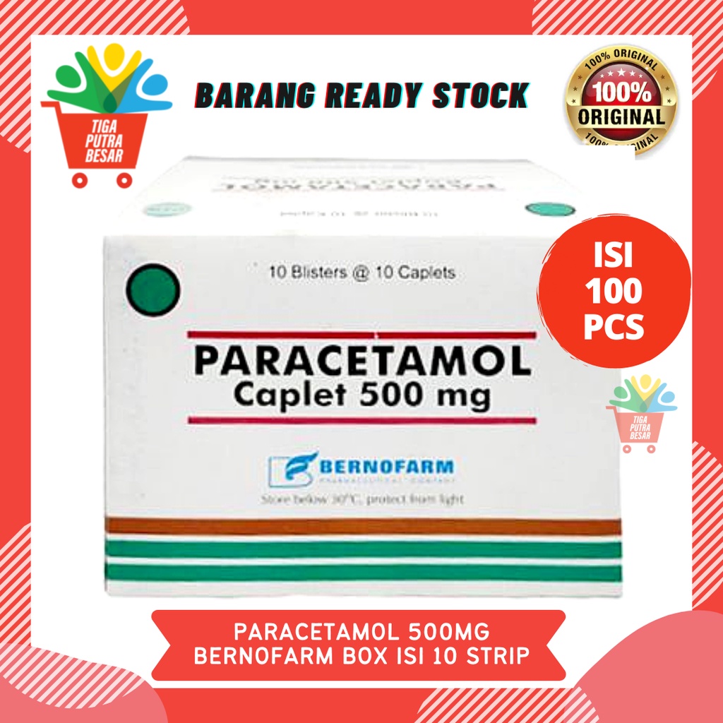 Jual Paracetamol 500mg Bernofarm Box 10 Strip Isi 100 Kaplet Shopee