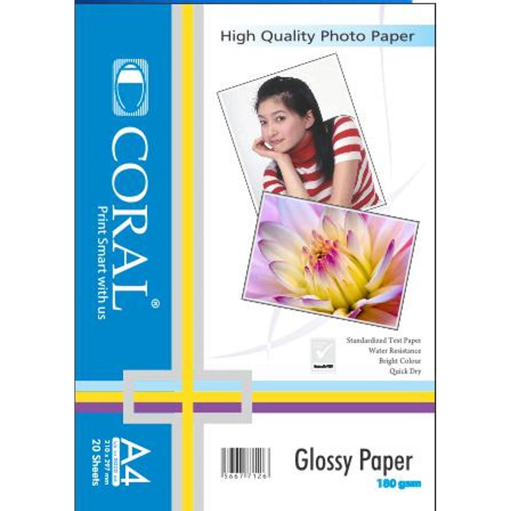 Jual Kertas Foto Coral Glossy A4 180 Gsm Shopee Indonesia