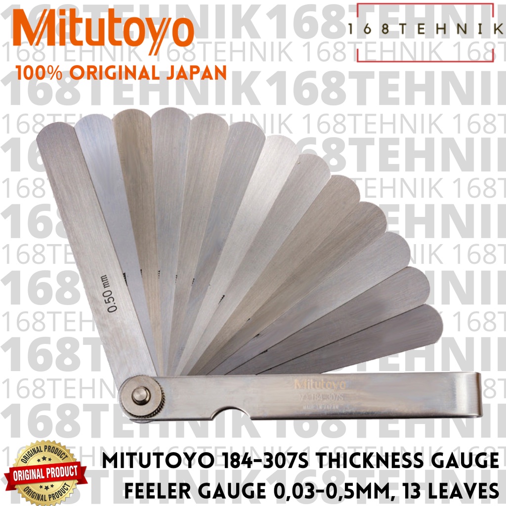 Jual MITUTOYO 184-307S THICKNESS GAUGE / FEELER GAUGE 0,03-0,5mm , 13 ...