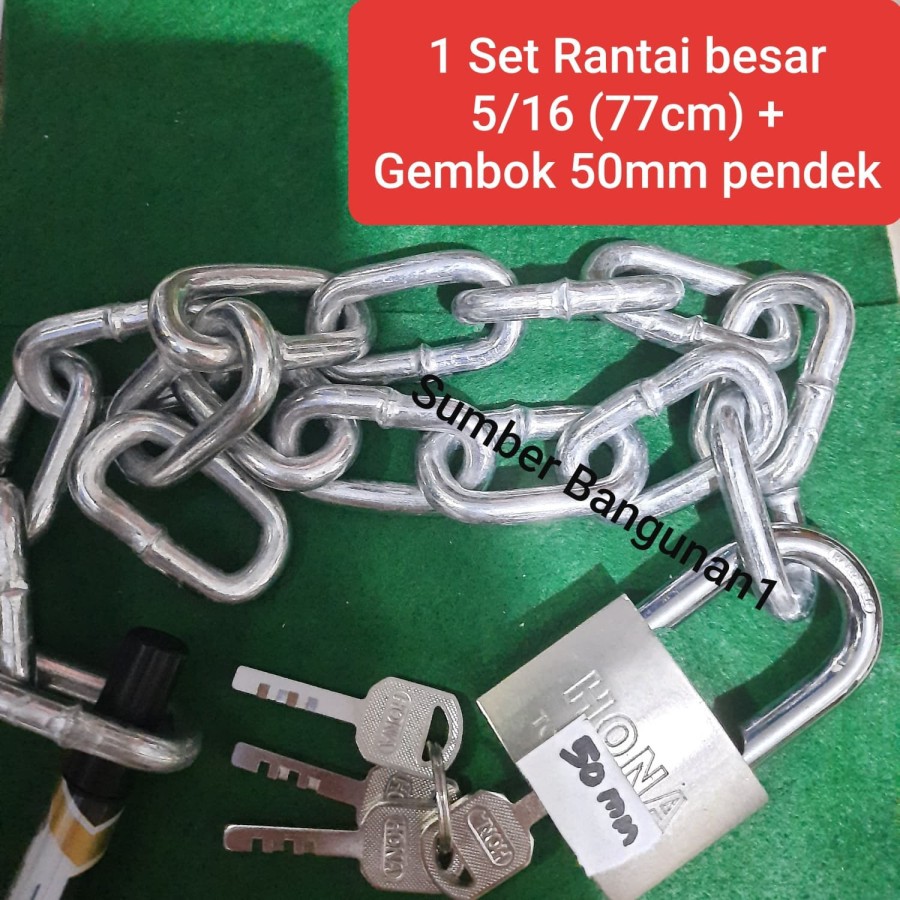 Jual Gembok rumah rantai pagar besar 1 set 77cm gembok 50mm | Shopee ...