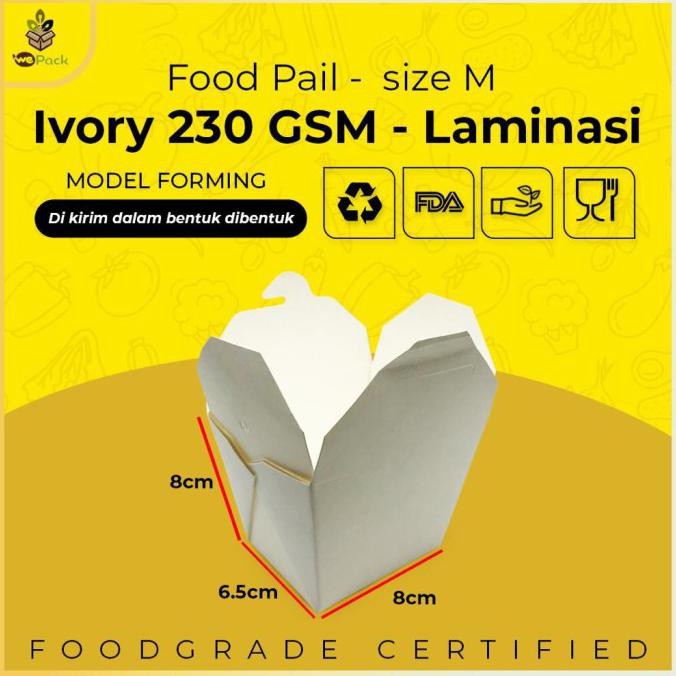 Jual BARU. Food Pail Paper Rice Box Kotak Nasi Kertas Box Bento size M ...
