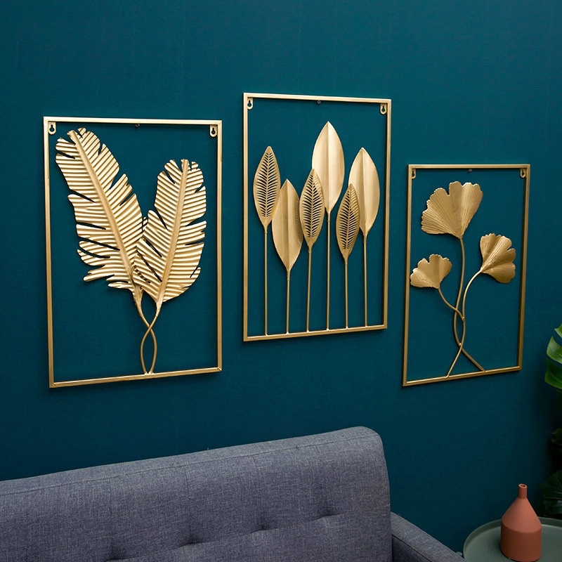 Jual Walldecor Hiasan Dinding Frame Metal Gold Daun Leaf Ginko Scandinavian Wall Decor Nordic