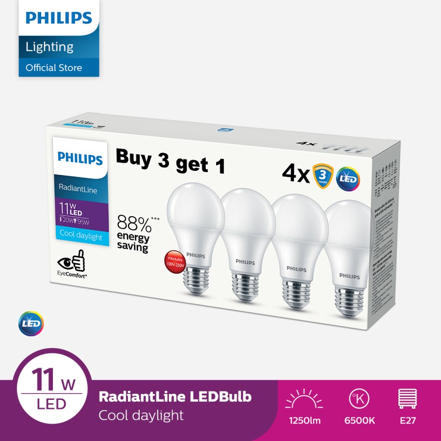 Jual Philips 11Watt RadiantLine Multipack LED Bulb 11W 6500K PUTIH ...