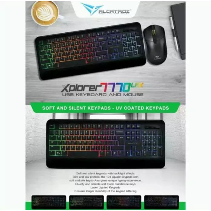 Jual Keyboard mouse game RGB lampu alcatroz Xplorer 7770 | Shopee Indonesia