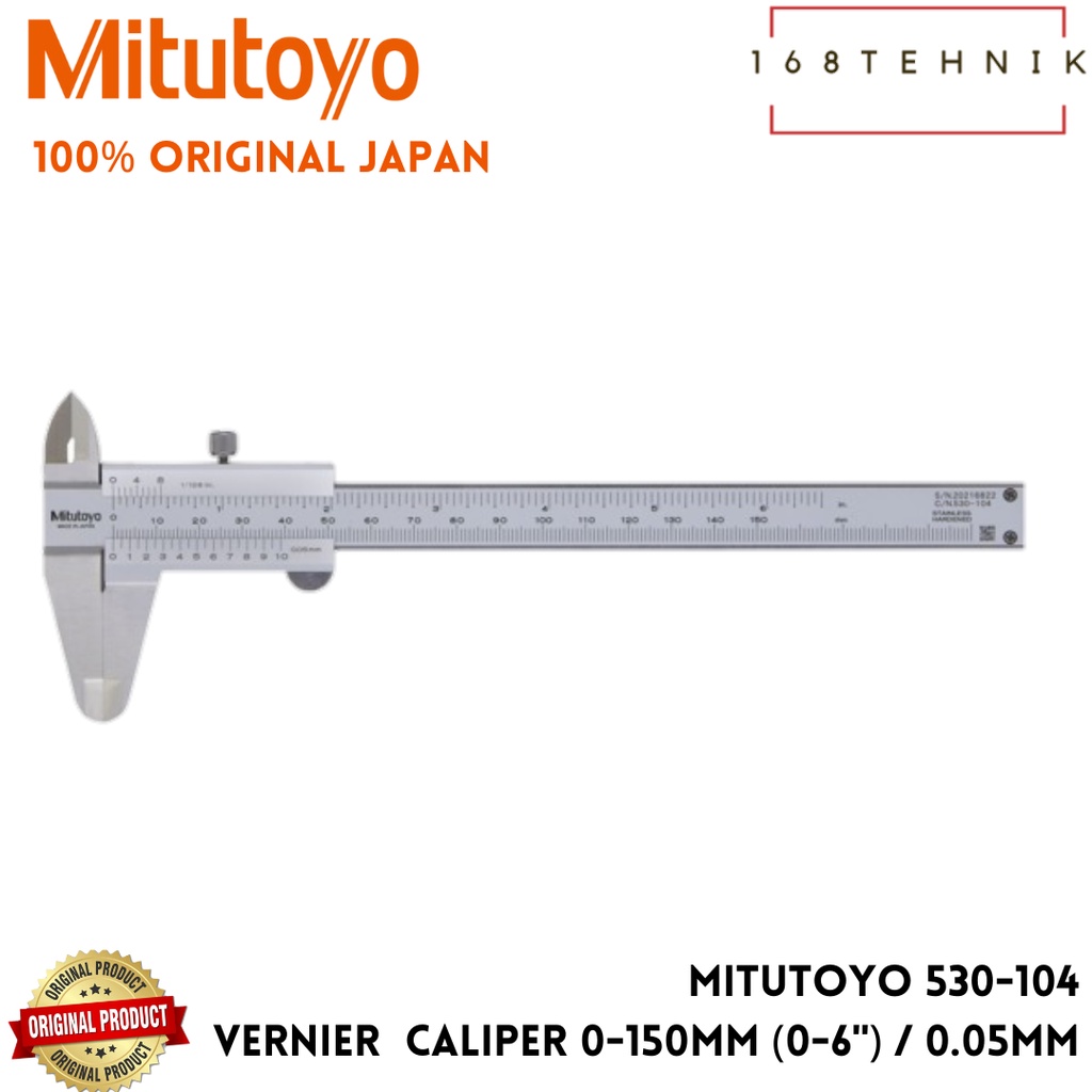 Jual Mitutoyo 530104 VERNIER CALIPER 6" INCH 150MM / 0.05 MM SIGMAT 6
