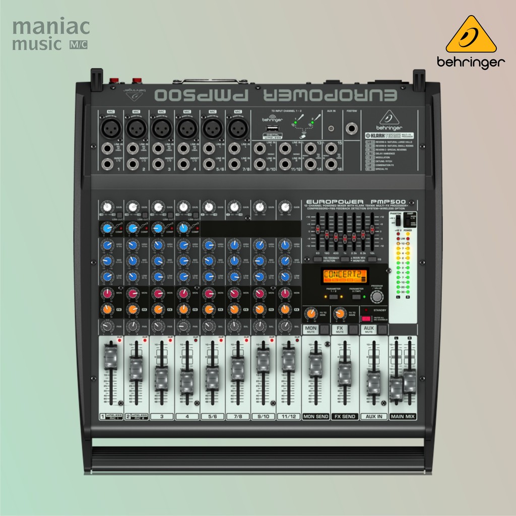 Jual Behringer PMP500 Power Mixer, 12 Channel, 500 Watt, Multi Efek
