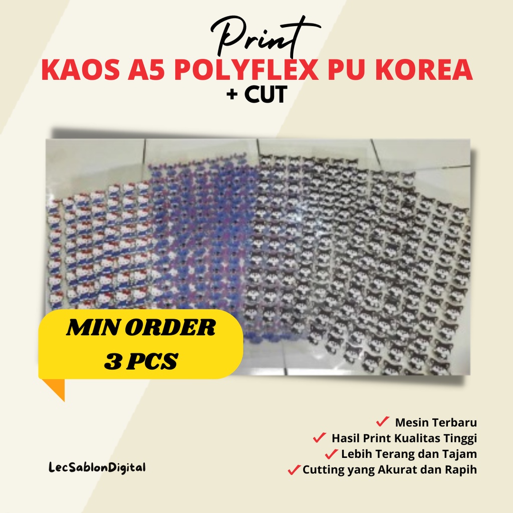 Jual Stiker Cutting &amp; Print Polyflex PU Korea Printable A5 (MIN ORDER 3 ...