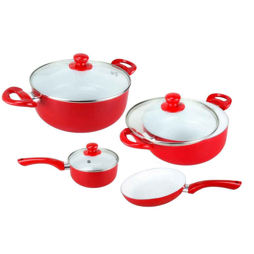 Jual PANCI SET KERAMIK CERAMIC PAN 7PCS PANCI SET FRY PAN MIL POT TEBAL