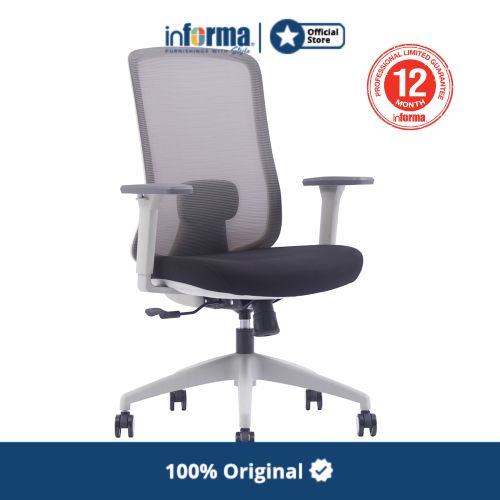 Jual Sieben Santinoo Kursi Kantor - Putih/Abu-Abu Tempat Duduk Kerja ...