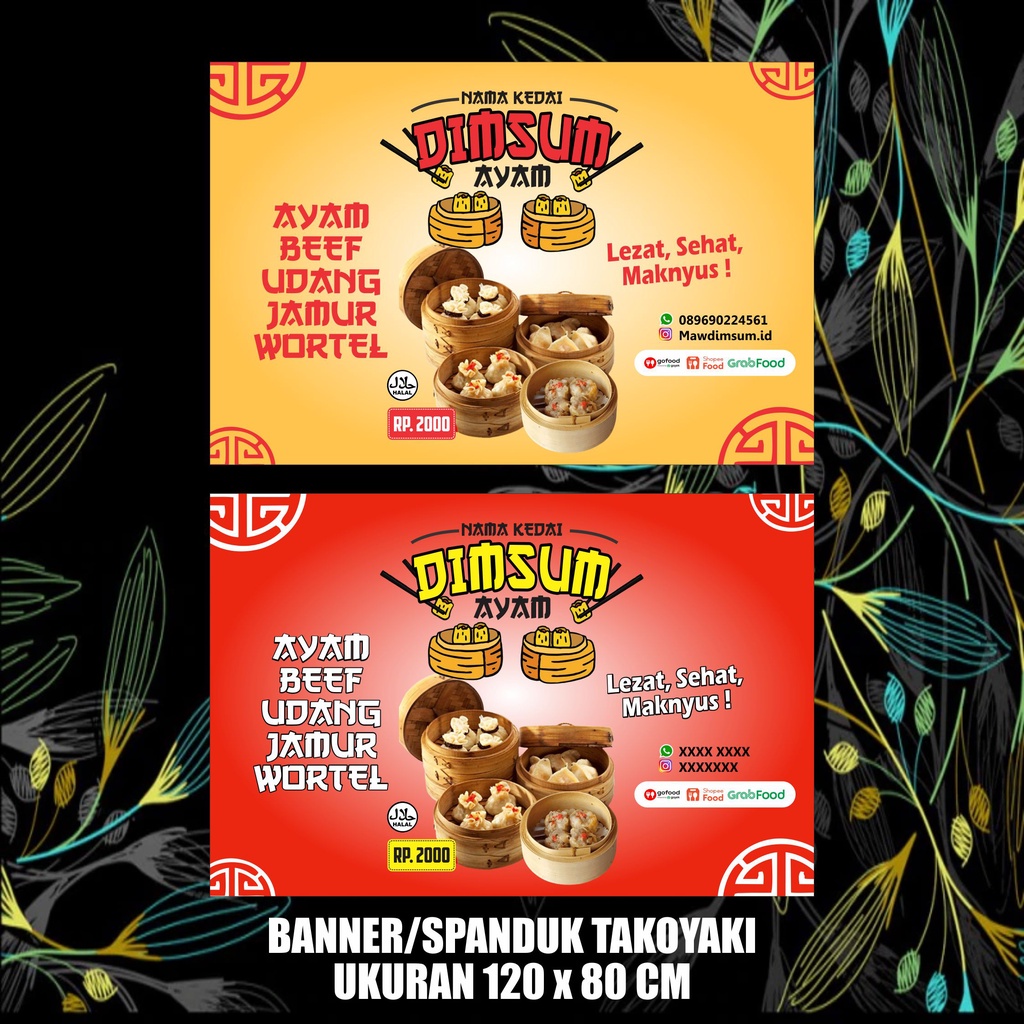 Jual Spanduk Dimsum Banner Dimsum Ukuran 160 X 60 Cm Dan Ukuran 120 X