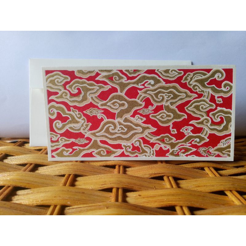 Jual Pack Money Holder Kartu Ucapan Multi Fungsi Karya Tangan Batik Motif Megamendung Merah