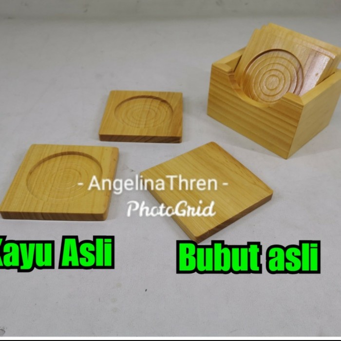 Jual Aman Tatakan Gelas Set Kayu Premium Furnish Isi 6 + 1 - Tatak ...