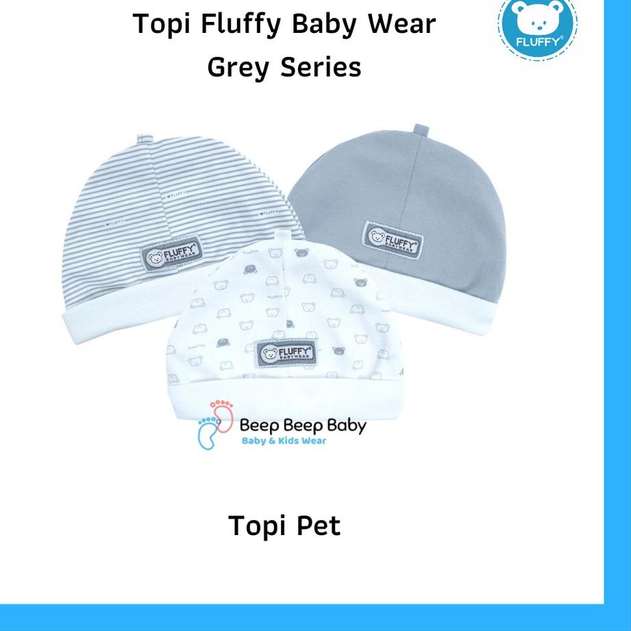 Jual Best - FLUFFY Topi Bayi born Isi 3 pcs Grey Series Bayi Baru Lahir ...
