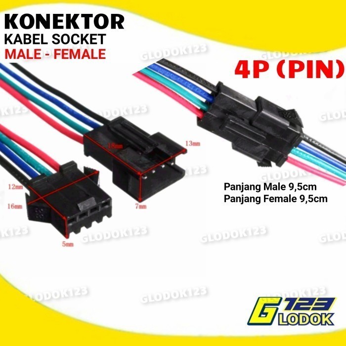 Jual J Yi Kabel Soket Konektor Socket Male Female Led Strip Dc Jst Sm Pin P Pin