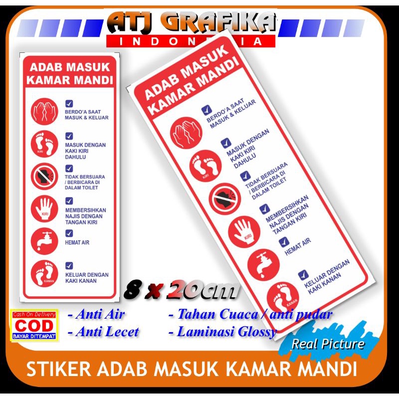 Jual Stiker adab masuk kamar mandi sticker pendidikan rumah | Shopee ...