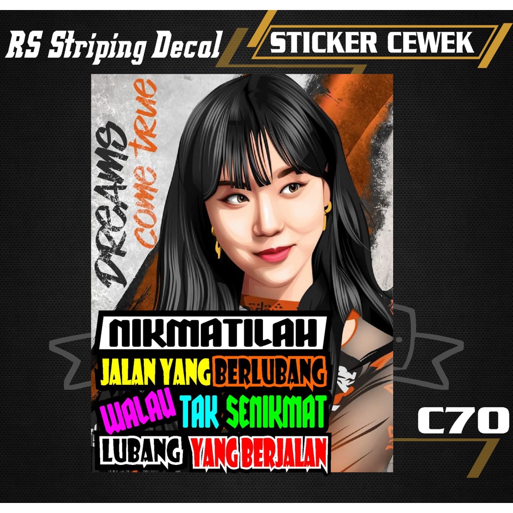 Jual stiker cewek vector nikmatilah jalan decal mobil truck sticker