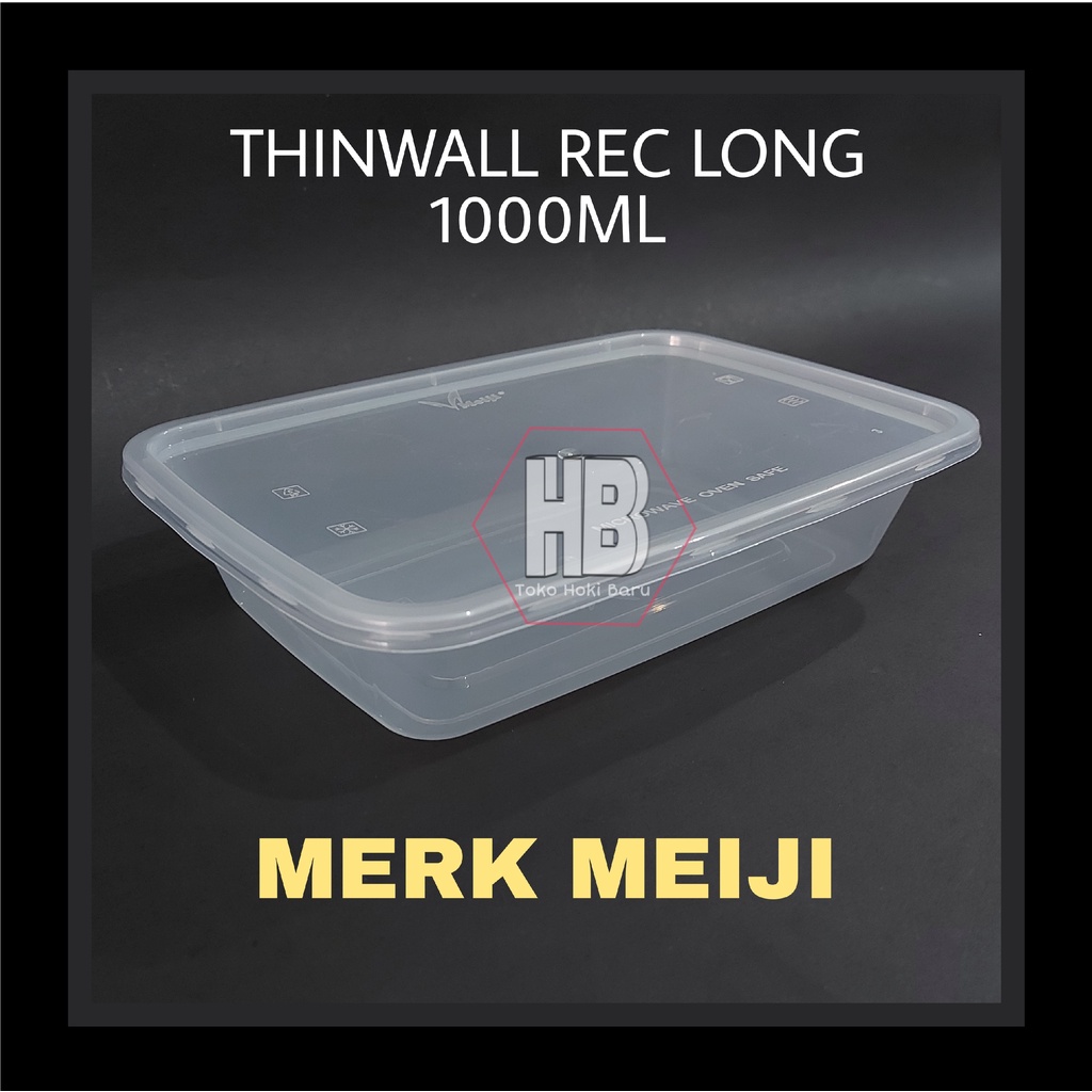 Jual Thinwall Rec Long Xl 1000 Ml Tutup Kotak Makan Plastik Persegi