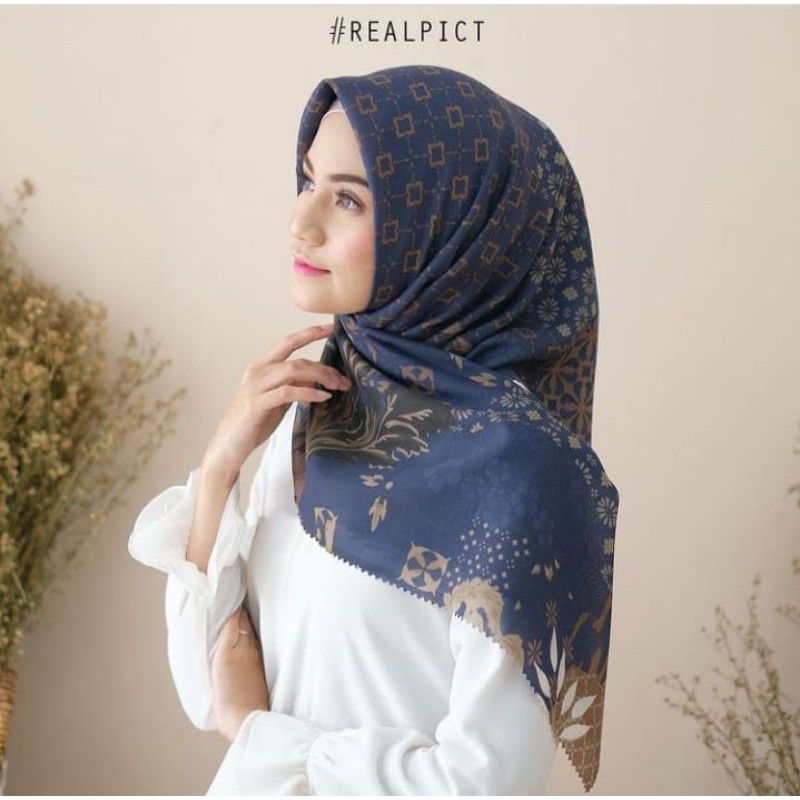 Jual Sale Hijab Mar Navy Cod Kerudung Voal Motif Segi Empat Voal Jilbab Terbaru 0842