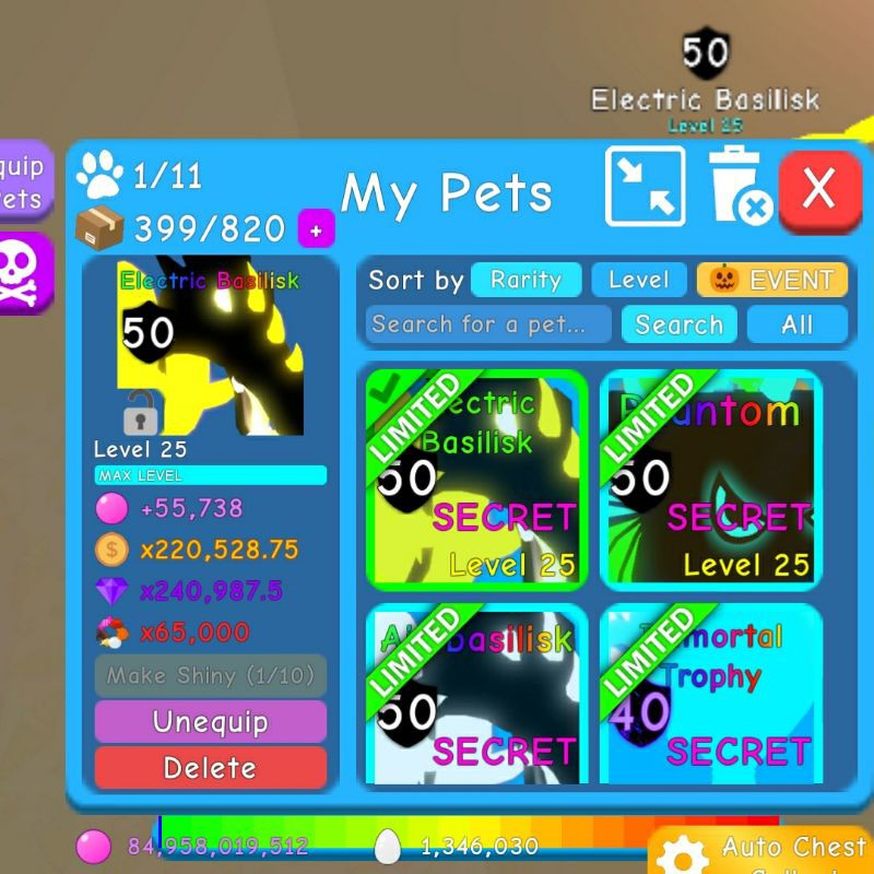 Jual Roblox Bubble Gum Simulator Secret Electric Basilisk Shopee