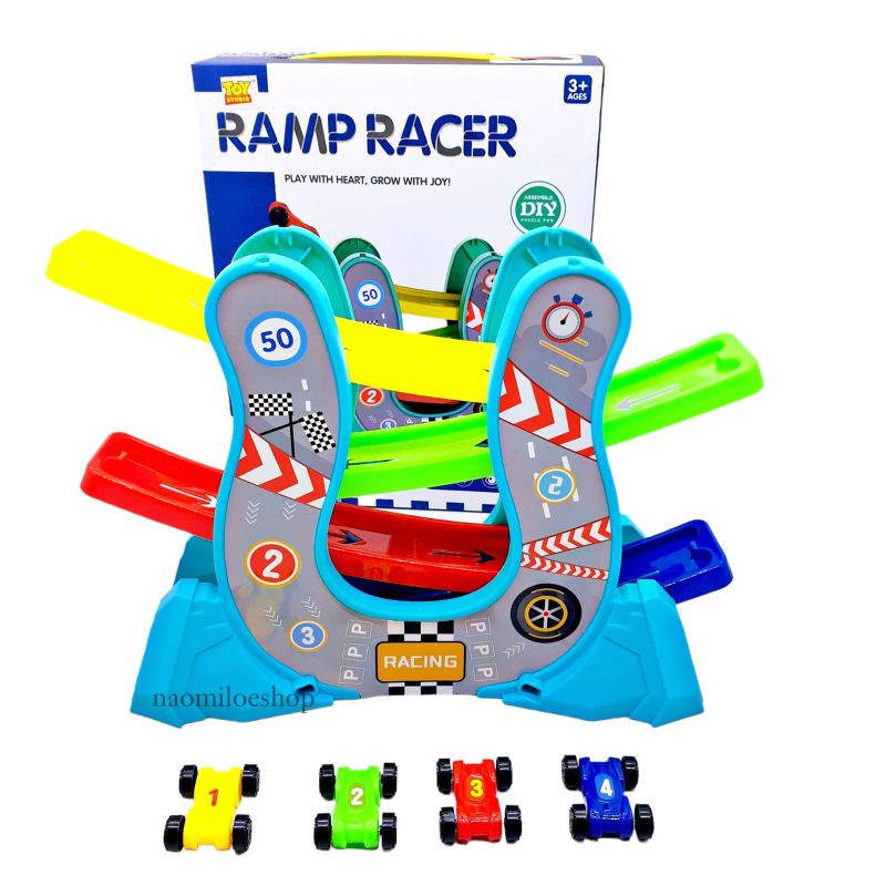 Jual 4 layers ramp racer car track sliding car toy mainan anak track ...
